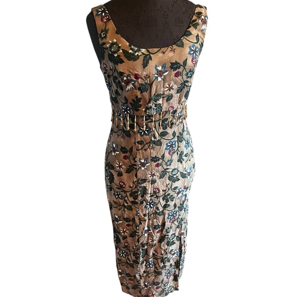 All That Jazz Hawaiian Floral Print Sheath Dress With Beaded Fringe Size 4 - Picture 12 of 12